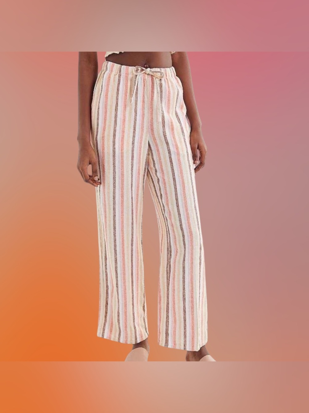 EUC 🍤 URBAN OUTFITTERS chance striped linen pull-on wide leg pants. XS